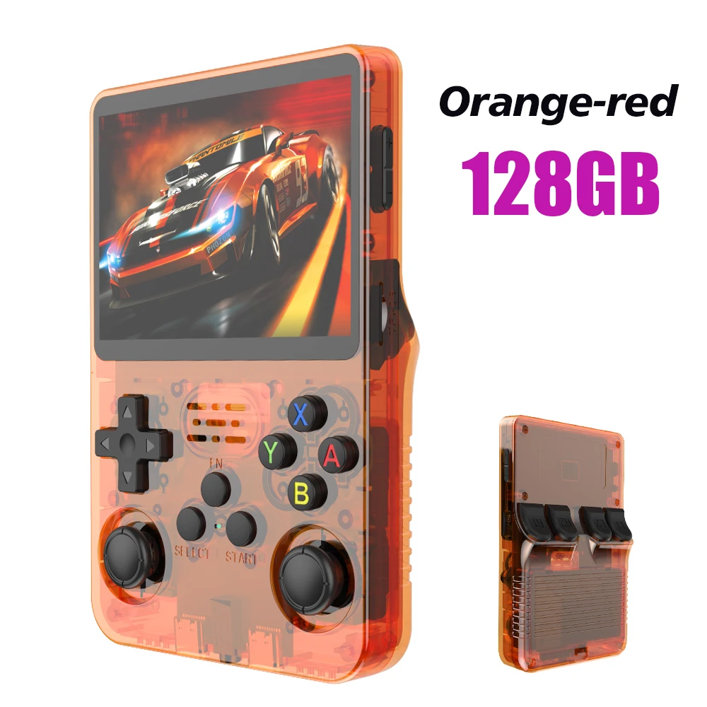 Consola de videojuegos portátil Retro R36S, 128G, sistema Linux, pantalla IPS de 3,5 pulgadas, R35s Pro, reproductor de vídeo de bolsillo portátil, 64GB de juegos