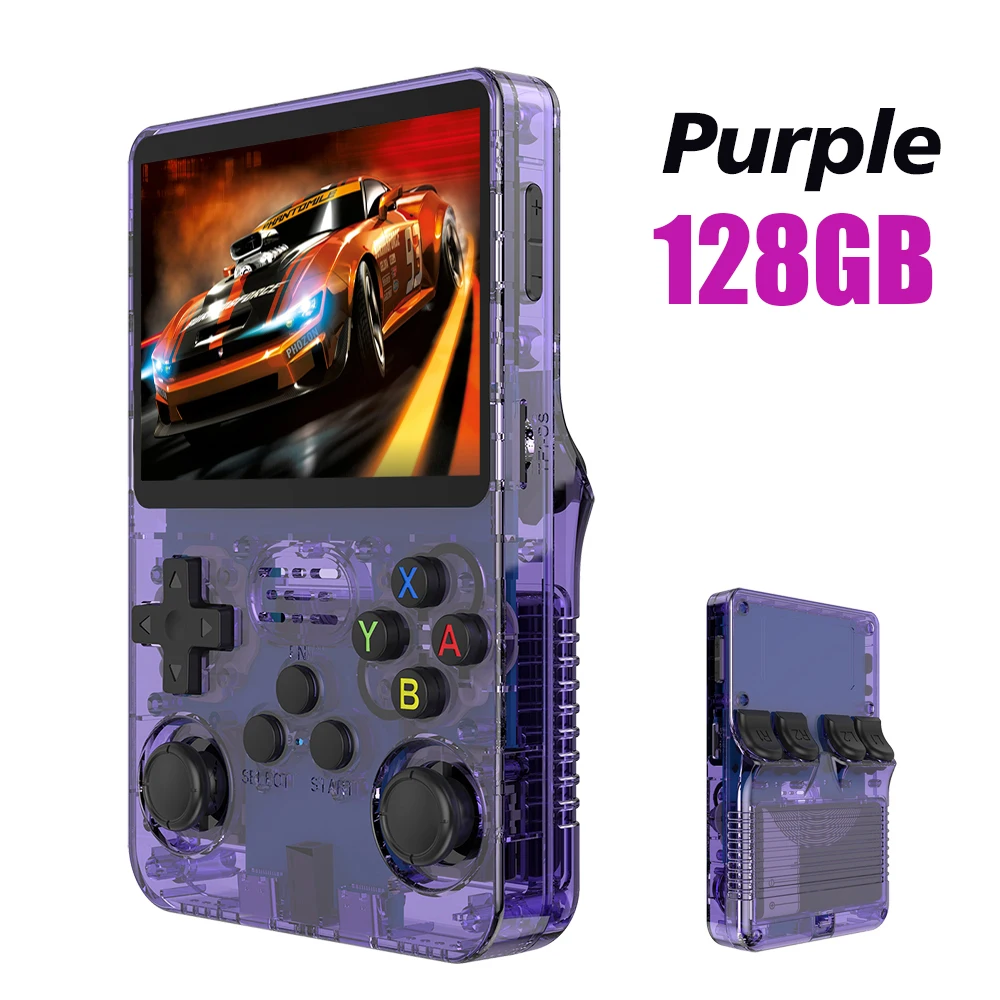 Consola de videojuegos portátil Retro R36S, 128G, sistema Linux, pantalla IPS de 3,5 pulgadas, R35s Pro, reproductor de vídeo de bolsillo portátil, 64GB de juegos
