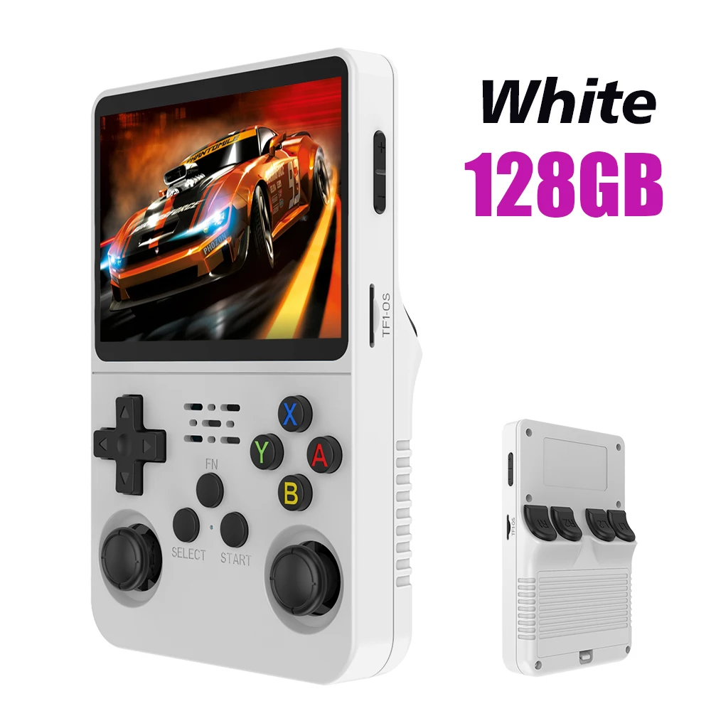 Consola de videojuegos portátil Retro R36S, 128G, sistema Linux, pantalla IPS de 3,5 pulgadas, R35s Pro, reproductor de vídeo de bolsillo portátil, 64GB de juegos